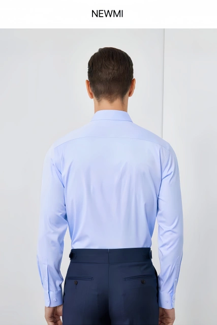 NEWMI 100S Men's Long Sleeve Dress Shirt 3-Repellent Water Oil Stain Resistant 4-Way Stretch Easy Care Business Formal Office Wo