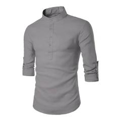 King Billion New Men's Cotton Linen Shirt Loose Tops Long Sleeve Tee Shirt Spring Autumn Men Shirts