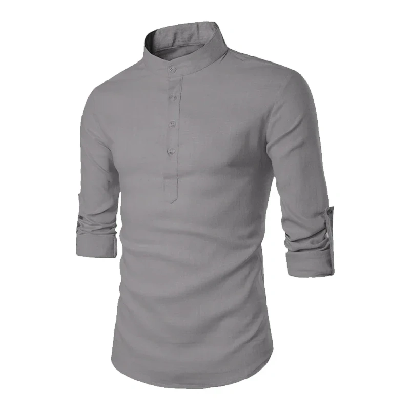 King Billion New Men's Cotton Linen Shirt Loose Tops Long Sleeve Tee Shirt Spring Autumn Men Shirts