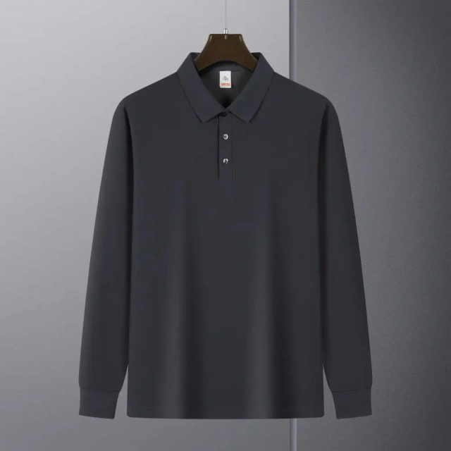 NEWMI Premium Men's Combed Cotton Long Sleeve Polo Shirt | Solid Color, Shape Retention, Stretchy Ribbed Cuffs for Daily & Busin
