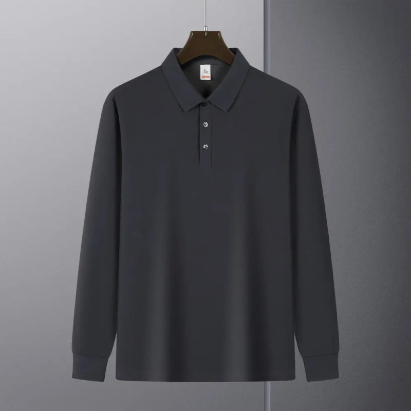 NEWMI Premium Men's Combed Cotton Long Sleeve Polo Shirt | Solid Color, Shape Retention, Stretchy Ribbed Cuffs for Daily & Busin