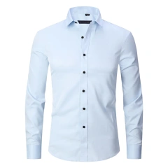 6XL  8XL 44-125KG White Men Shirt Dress Long Sleeve Oversize - Wrinkle Free Business Casual Solid Color Large Size Luxury