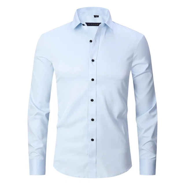 6XL  8XL 44-125KG White Men Shirt Dress Long Sleeve Oversize - Wrinkle Free Business Casual Solid Color Large Size Luxury