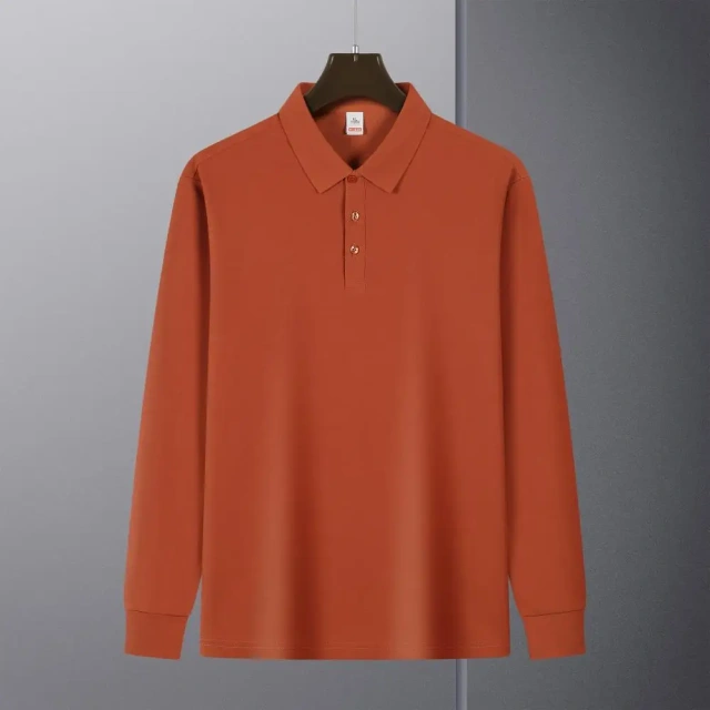 NEWMI Premium Men's Combed Cotton Long Sleeve Polo Shirt | Solid Color, Shape Retention, Stretchy Ribbed Cuffs for Daily & Busin