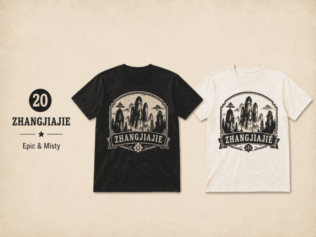 VINTAGE CHINA TRAVEL T-SHIRTS-zhangjiajie