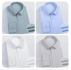 Men's Long Sleeve Dress Shirt 3-Repellent Water Oil Stain Resistant 4-Way Stretch Easy Care Business Formal Office Wo