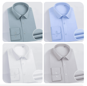 Men's Long Sleeve Dress Shirt 3-Repellent Water Oil Stain Resistant 4-Way Stretch Easy Care Business Formal Office Wo