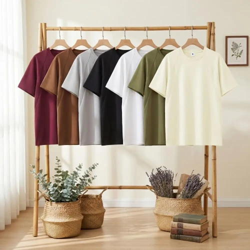 Men's Structured Raglan Sleeve T-Shirt | Loose Casual Crew Neck Tee | Flattering for Sloped Shoulders & Arm Fat | Summer A