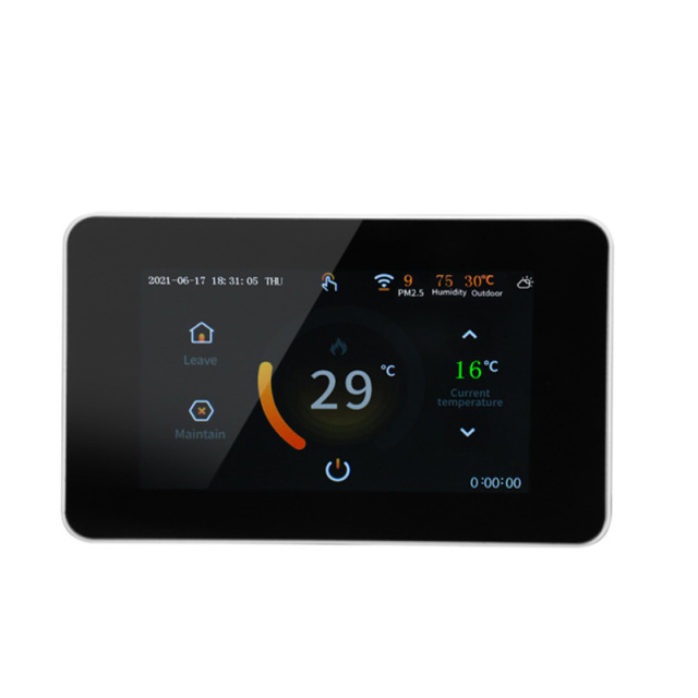 ترموستات Green Sky Premium الذكي - معيار الاتحاد الأوروبي | شاشة لمس ملونة | تحكم في تدفئة المياه والكهرباء