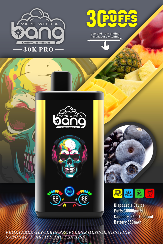 Bang 30000 Puffs Pro Big Screen Double Flavors Disposable Vape Electronic Cigarette Pod