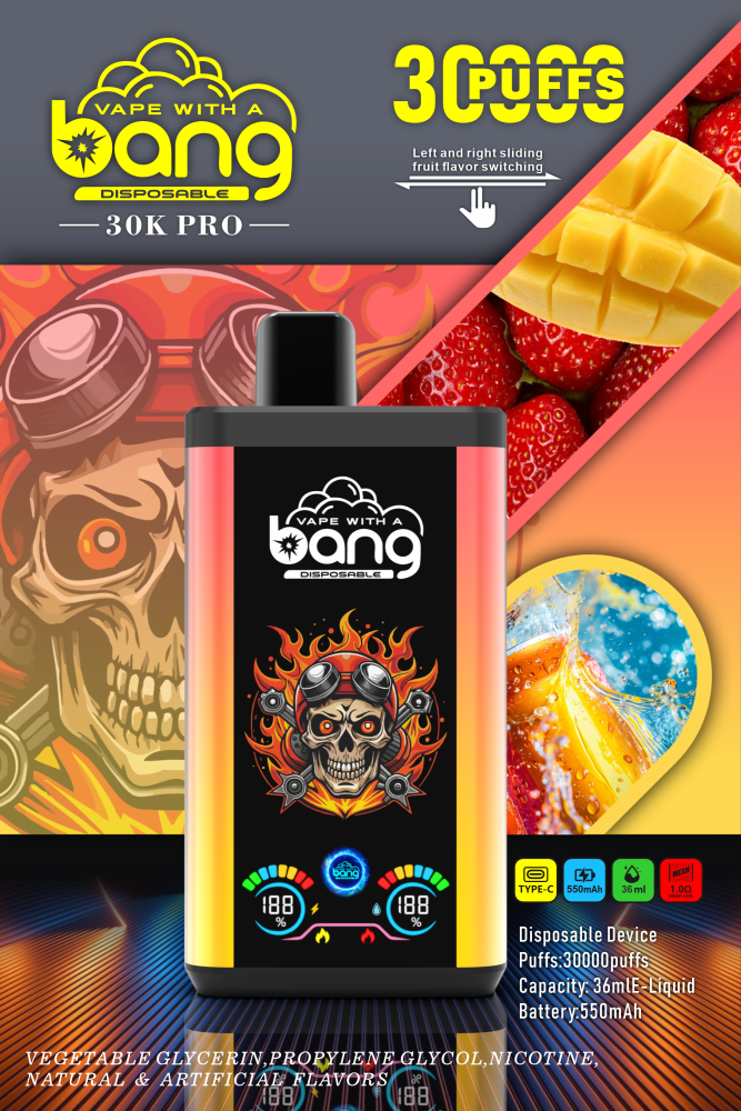Bang 30000 Puffs Pro Big Screen Double Flavors Disposable Vape Electronic Cigarette Pod