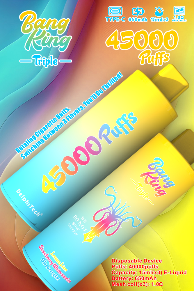 Bang King 45000 Puffs 3in1 Ecig Eliquid Disposable Vape