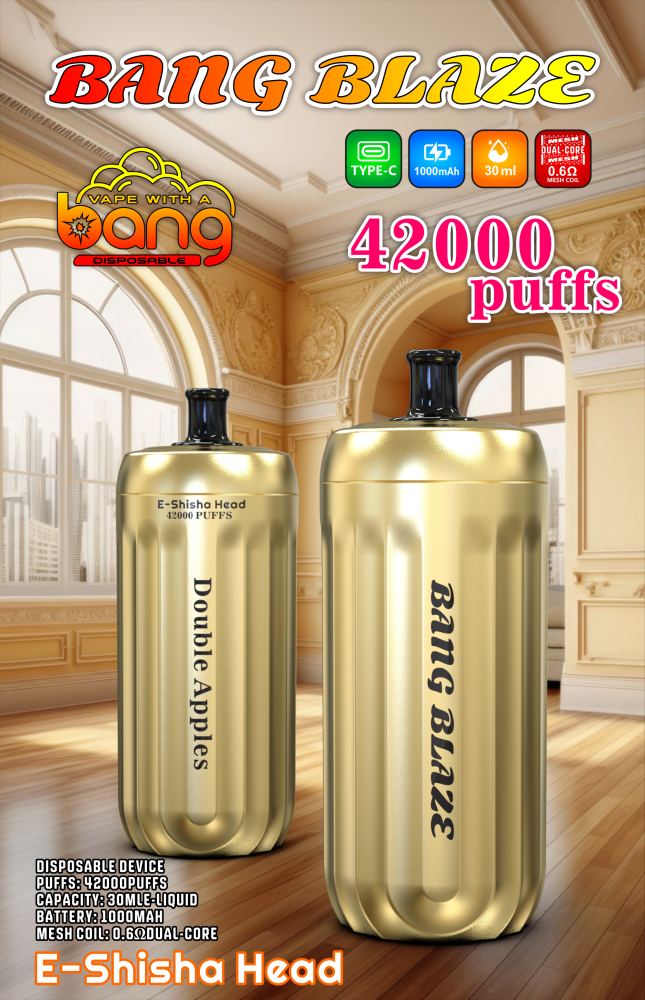 Bang E-Shisha Head 42000 Puffs Gold Design – A Premium Upgrade for Your Hookah