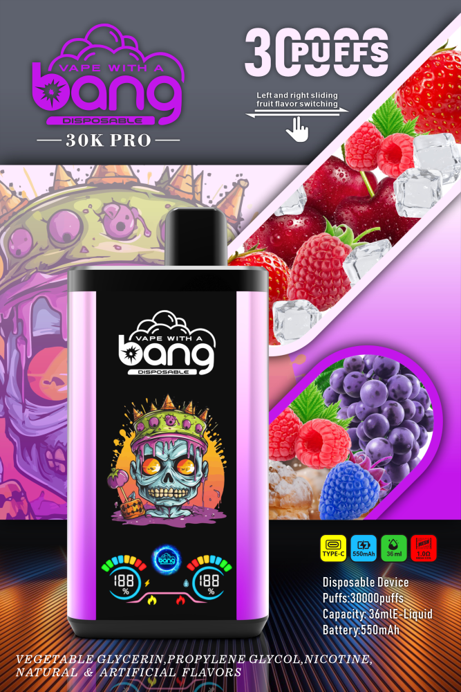 Bang 30000 Puffs Pro Big Screen Double Flavors Disposable Vape Electronic Cigarette Pod