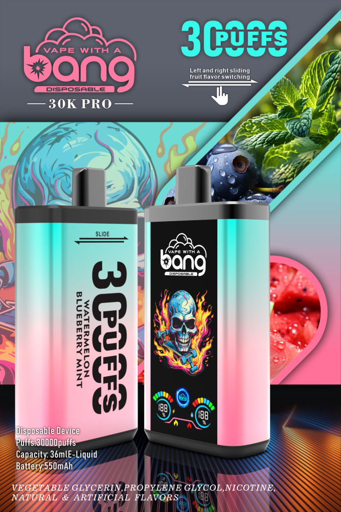 Bang 30000 Puffs Pro Big Screen Double Flavors Disposable Vape Electronic Cigarette Pod