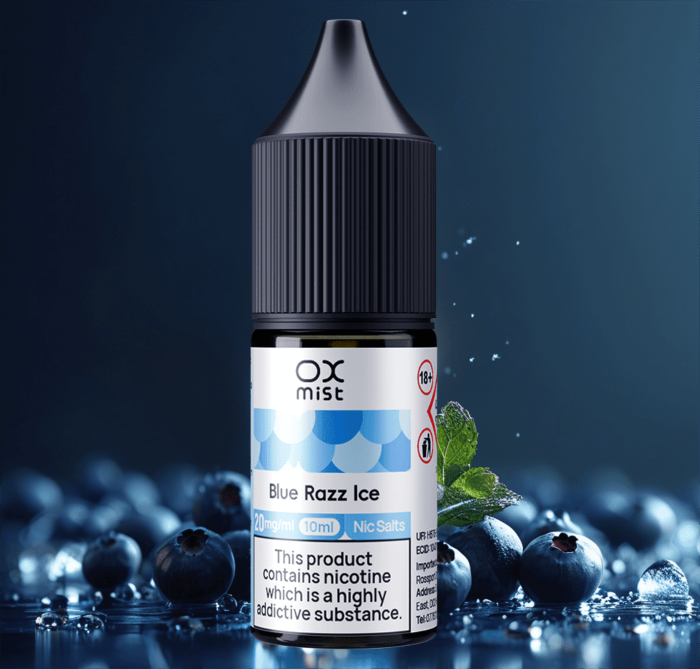 BLUE RAZZ ICE 10ML NIC SALT OX MIST | UK Vape Store