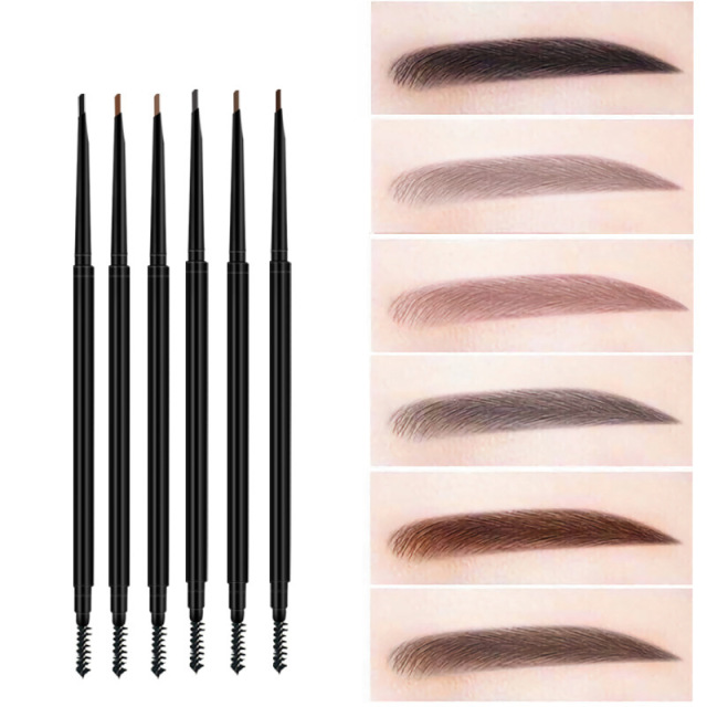 6-Color Dual-Ended Eyebrow Pencil Set - Matte Black Packaging + B2B Private Label Customization ISO Certified Bulk Supply