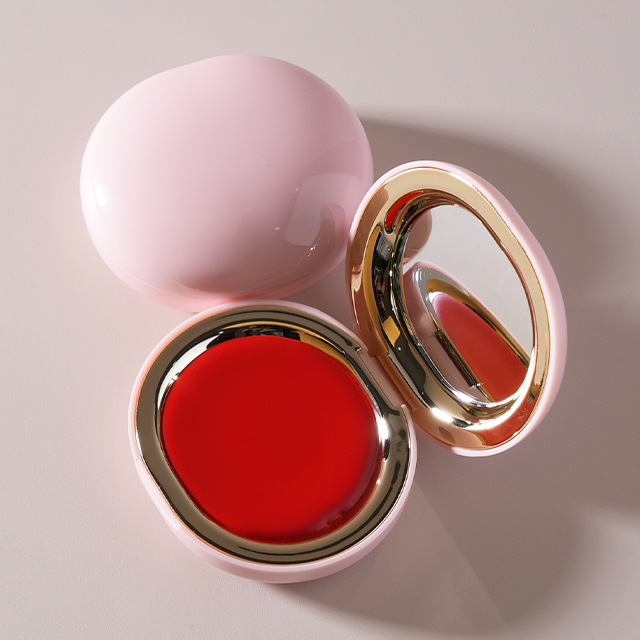 Pink Spherical Cream Blush Packaging - B2B Private Label Material Customization + ISO Certified Portable Compact Design
