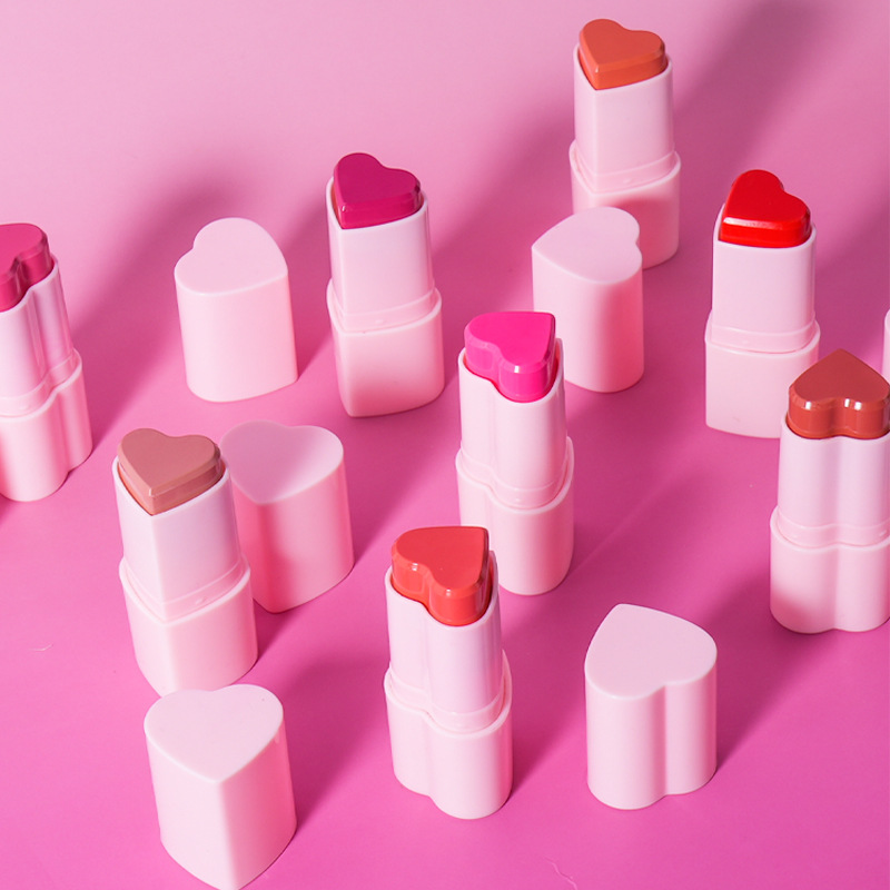 Heart-Shaped Pink Lipstick Bulk Display - B2B Private Label Packaging Material Customization + Heart Mold Support ISO Certified