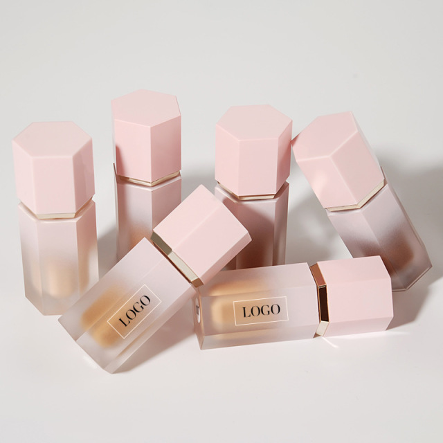 Hexagonal Pink-White Foundation Packaging Display - B2B Private Label Logo Placement + ISO Certified Hexagon Mold Customization OEM Support