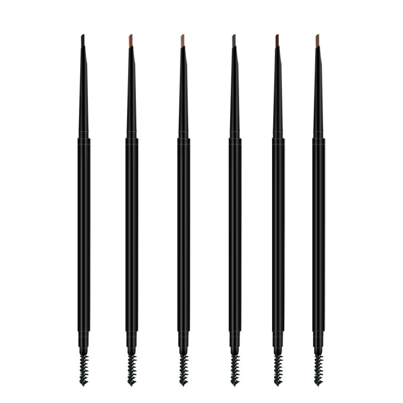 Matte Black Dual-Ended Eyebrow Pencil Packaging - B2B Flexible MOQ Logo Printing + Durable Barrel Design FDA Approved