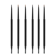 Matte Black Dual-Ended Eyebrow Pencil Packaging - B2B Flexible MOQ Logo Printing + Durable Barrel Design FDA Approved