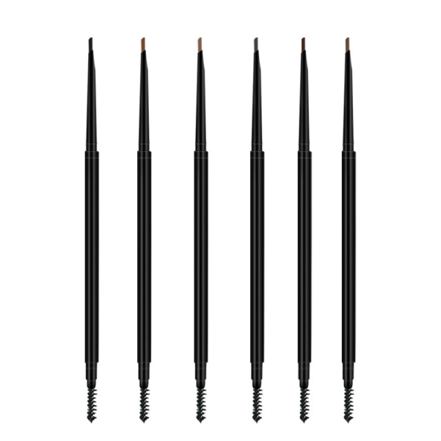 Matte Black Dual-Ended Eyebrow Pencil Packaging - B2B Flexible MOQ Logo Printing + Durable Barrel Design FDA Approved