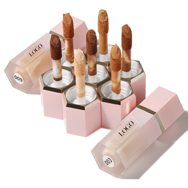 Brush-Tip Hexagon Foundation Display - B2B Brush-Equipped Design Customization + Moisturizing Concealer Formula Adjustment Free Sample Delivery OEM Service