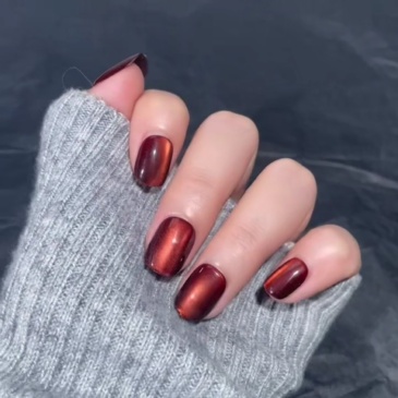 Press on Nails Red Wine Color Short Press on Nails,Press on Nails Red Wine Color Short Press on Nails 