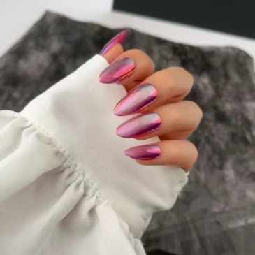 Pink-Purple Metallic Aurora Stiletto Press-On Nails,Pink-Purple Metallic Aurora Stiletto Press-On Nails 