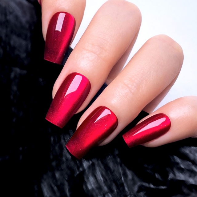 Metallic Red Glossy Press-On Nails,Metallic Red Glossy Press-On Nails 