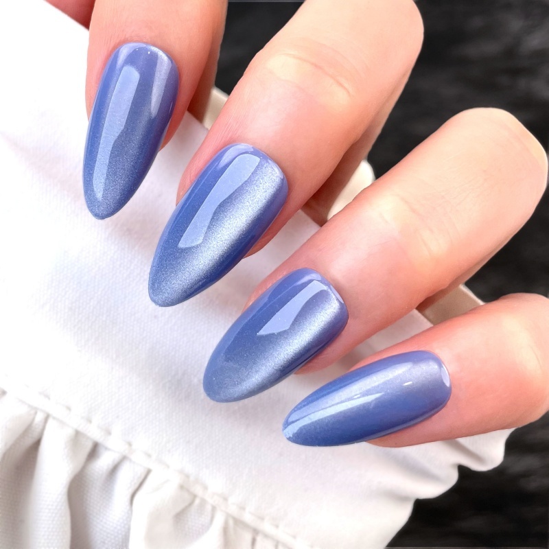 Blue Shimmer Stiletto Press-On Nails,Blue Shimmer Stiletto Press-On Nails 