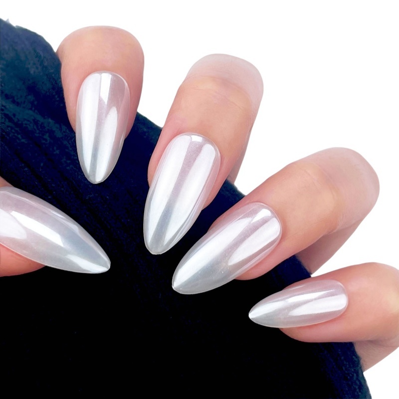 Pure white pearl color-changing nails,Pure white pearl color-changing nails 