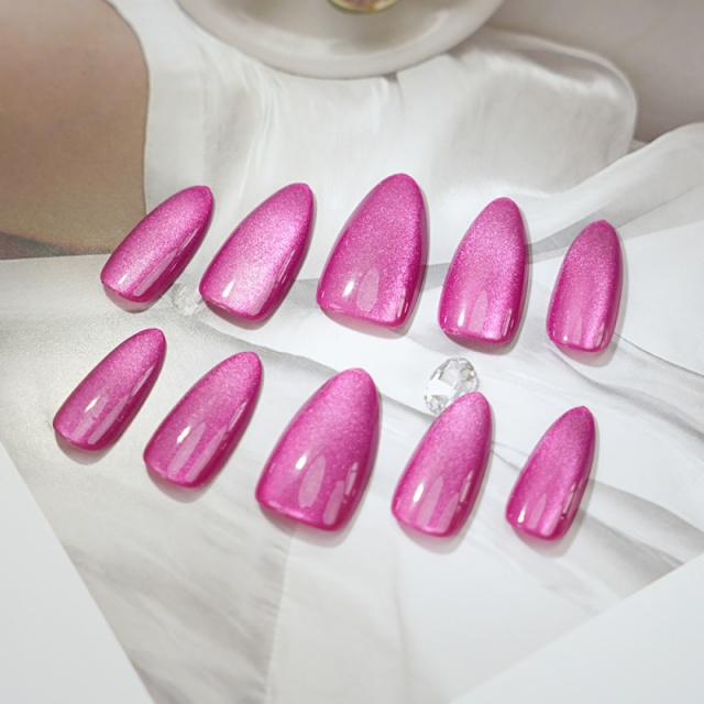 Fuchsia Shimmer Stiletto Wearable Nails,Fuchsia Shimmer Stiletto Wearable Nails 
