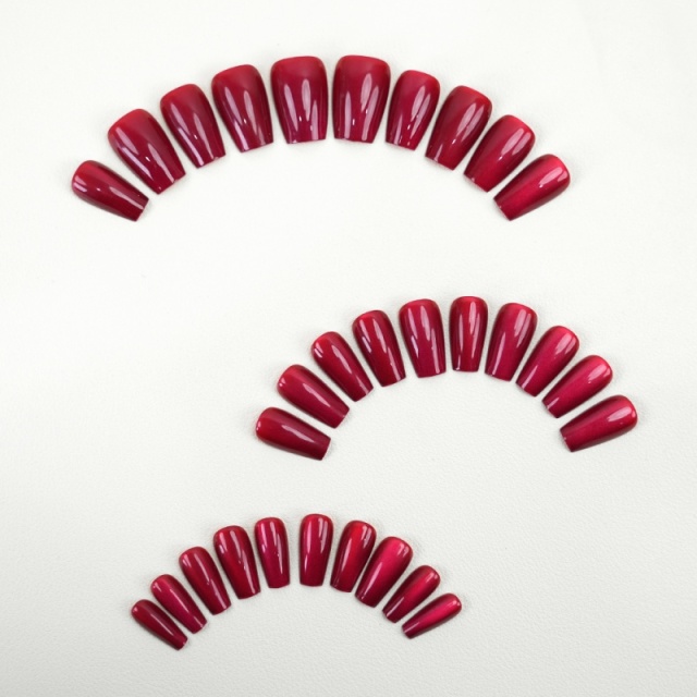 Metallic Red Glossy Press-On Nails,Metallic Red Glossy Press-On Nails 