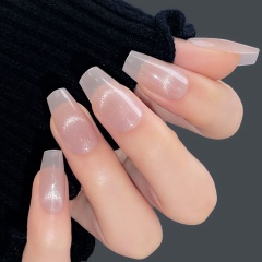 Nude Pink Glitter Clear Press-On Nails,Nude Pink Glitter Clear Press-On Nails 