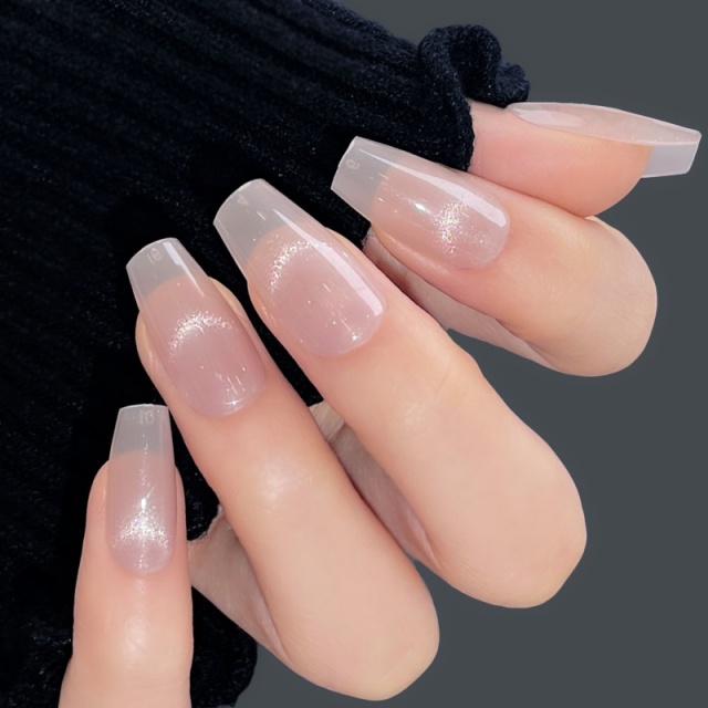 Nude Pink Glitter Clear Press-On Nails,Nude Pink Glitter Clear Press-On Nails 