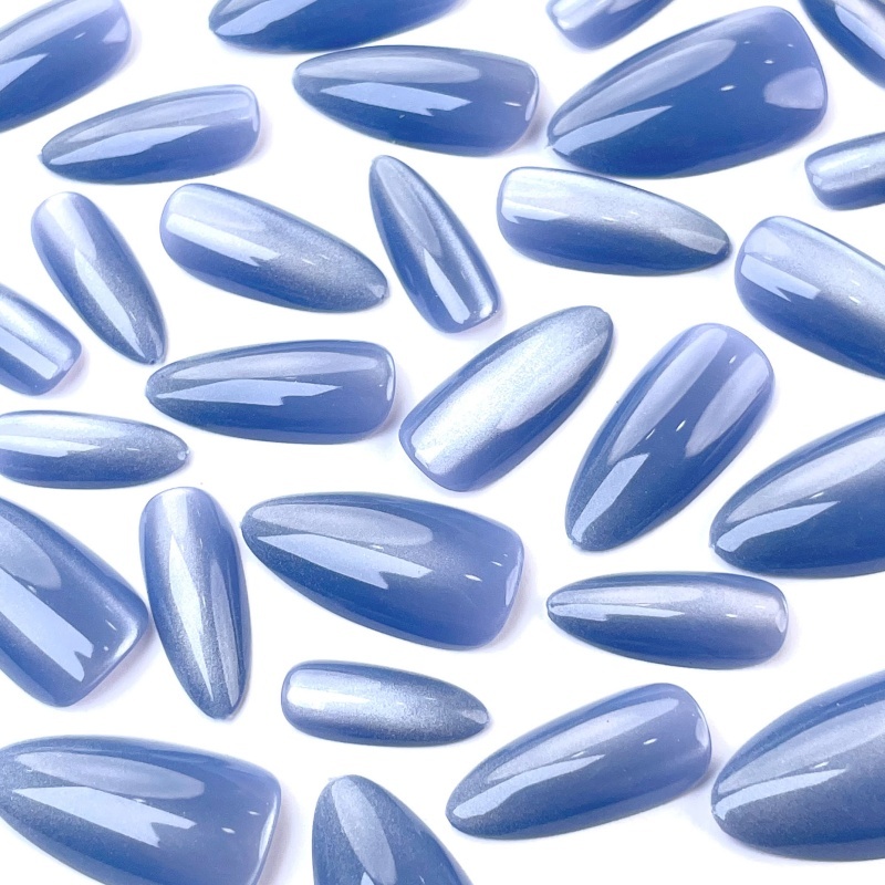 Blue Shimmer Stiletto Press-On Nails,Blue Shimmer Stiletto Press-On Nails 