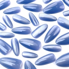 Blue Shimmer Stiletto Press-On Nails,Blue Shimmer Stiletto Press-On Nails 