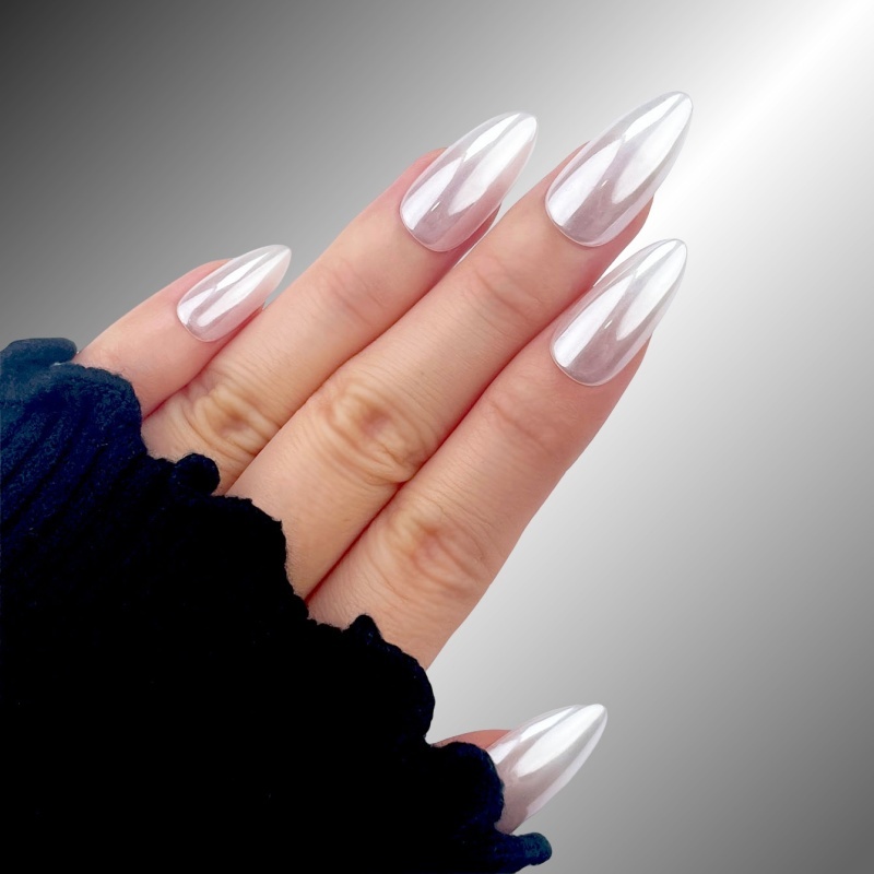 Pure white pearl color-changing nails,Pure white pearl color-changing nails 