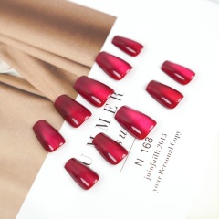 Metallic Red Glossy Press-On Nails,Metallic Red Glossy Press-On Nails 