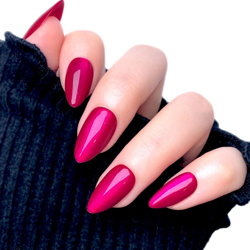 Magenta Glossy Stiletto Press-On Nails,Magenta Glossy Stiletto Press-On Nails 