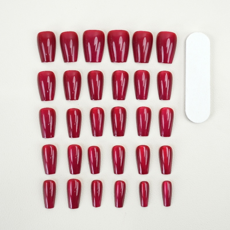 Metallic Red Glossy Press-On Nails,Metallic Red Glossy Press-On Nails 