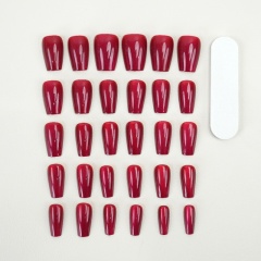 Metallic Red Glossy Press-On Nails,Metallic Red Glossy Press-On Nails 