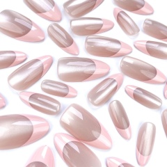 Pink Silver Glitter Two-Tone Press-On Nails,Pink Silver Glitter Two-Tone Press-On Nails 