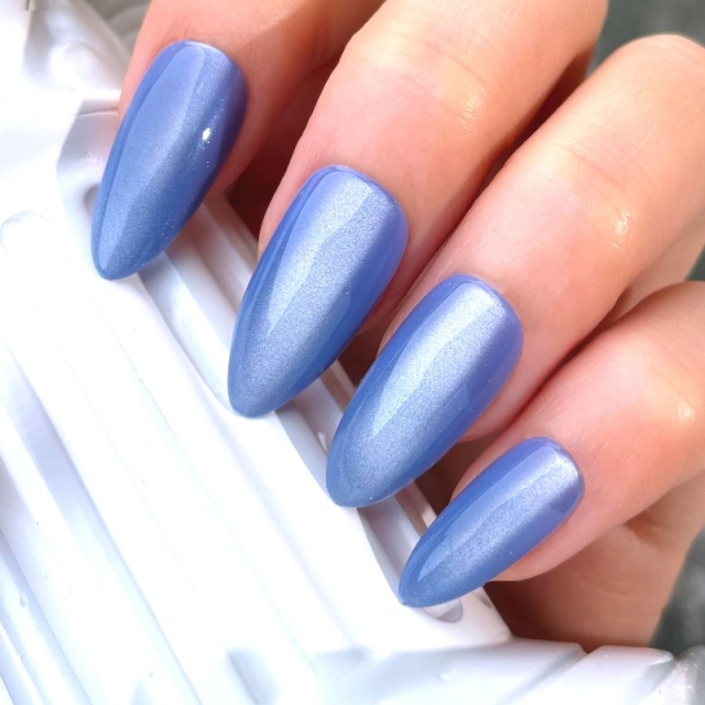 Blue Shimmer Stiletto Press-On Nails,Blue Shimmer Stiletto Press-On Nails 