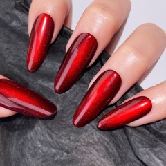 Burgundy Metallic Stiletto Press-On Nails,Burgundy Metallic Stiletto Press-On Nails 