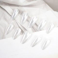 Pure white pearl color-changing nails,Pure white pearl color-changing nails 