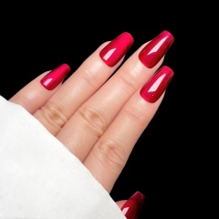 Metallic Red Glossy Press-On Nails,Metallic Red Glossy Press-On Nails 