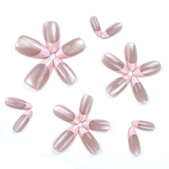 Pink Silver Glitter Two-Tone Press-On Nails,Pink Silver Glitter Two-Tone Press-On Nails 